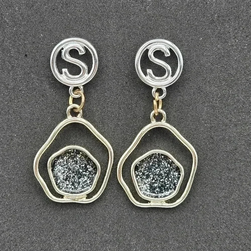 Silver Glitter Black Dangle Hook Stud Boho‎ retro Earrings Fashion Jewelry E23